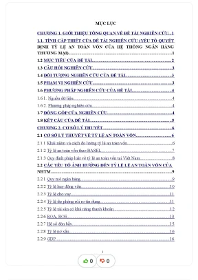 Các yếu tố ảnh hưởng đến tỷ lệ an toàn vốn của hệ thống ngân hàng thương mại việt nam