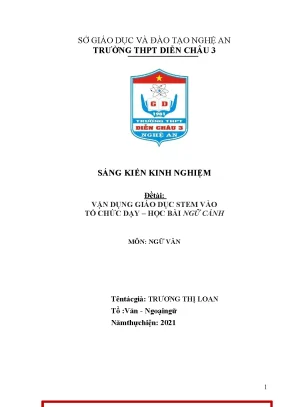 Skkn vận dụng giáo dục stem vào tổ chức dạy học bài ngữ cảnh ngữ văn 11