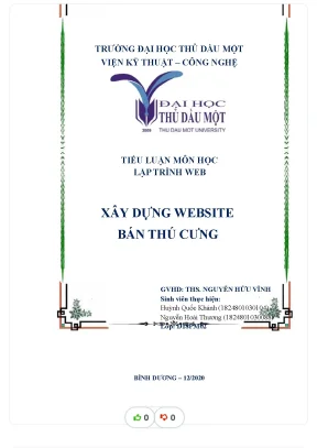 Tiểu luận môn học lập trình web xây dựng website bán thú cưng
