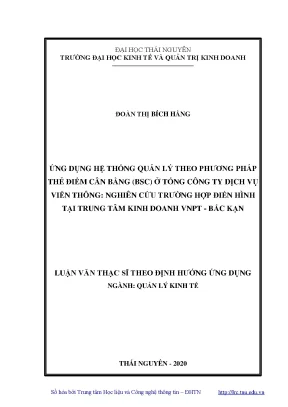 Quản lý kinh tế ứng dụng hệ thống quản lý theo phương pháp thẻ điểm cân bằng bsc ở tổng công ty dịch vụ viễn thông