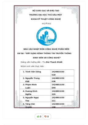 Tiểu luận báo cáo nhập môn công nghệ phần mềm đề tài xây dựng kênh thông tin truyền thông sinh viên và công nghệ