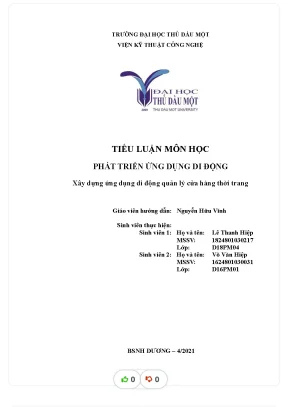 Tiểu luận môn học phát triển ứng dụng di động xây dựng ứng dụng di động quản lý cửa hàng thời trang