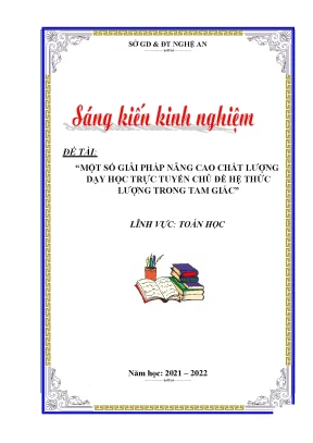 Skkn một số giải pháp nâng cao chất lượng dạy học trực tuyến chủ đề hệ thức lượng trong tam giác