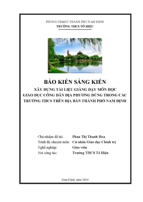 Skkn xây dựng tài liệu giảng dạy môn học giáo dục công dân địa phương dùng trong các trường thcs