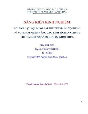 Skkn đổi mới dạy nội dung bài thể dục bằng nội dung võ vovinam nhằm nâng cao tính tích cực hứng thú và hiệu quả giờ học ở 3 khối thpt