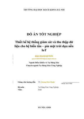 Đồ án tốt nghiệp thiết kế hệ thống giám sát và thu thập dữ liệu cho hệ biến tần pin mặt trời dựa nền iot