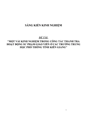 Skkn một vài kinh nghiệm trong công tác thanh tra hoạt động sư phạm giáo viên ở các trường trung học phổ thông tỉnh kiên giang