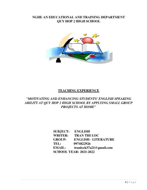 Skkn motivating and enhancing students english speaking ability at quy hop 2 high school by applying small group projects at home