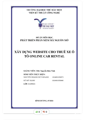 Tiểu luận đề tài xây dựng website cho thuê xe ô tô online car rental