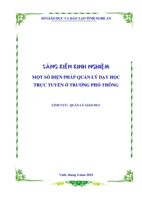 Skkn một số biện pháp quản lý dạy học trực tuyến ở trƣờng phổ thông