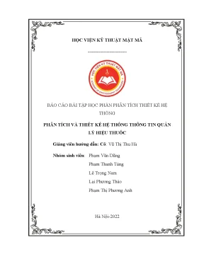 Tiểu luận báo cáo bài tập học phần phân tích thiết kế hệ thống phân tích và thiết kế hệ thống thông tin quản lý hiệu thuốc
