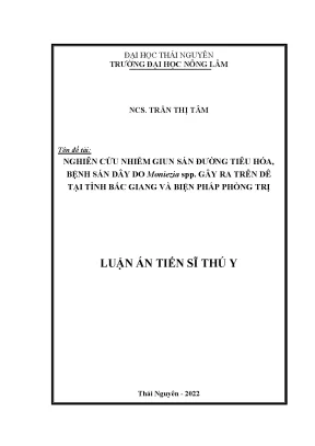 Nghiên cứu nhiễm giun sán đường tiêu hóa bệnh sán dây do moniezia spp gây ra trên dê tại tỉnh bắc giang và biện pháp phòng trị