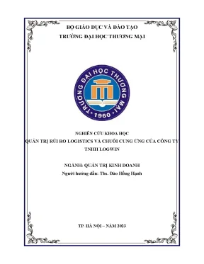 Nghiên cứu khoa học quản trị rủi ro logistics và chuỗi cung ứng của công ty tnhh logwin
