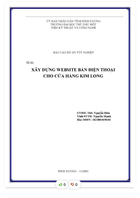 Tiểu luận báo cáo đồ án tốt nghiệp đề tài xây dựng website bán điện thoại cho cửa hàng kim long
