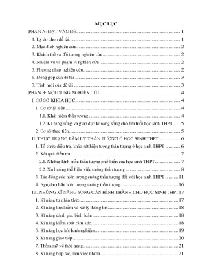Skkn một số biện pháp giáo dục kĩ năng sống cho học sinh trung học phổ thông từ hiện tượng cuồng thần tượng