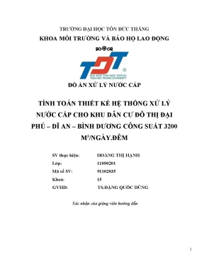 Đồ án xử lý nước cấp tính toán thiết kế hệ thống xử lý nước cấp cho khu dân cư đô thị đại phú dĩ an bình dương công suất 3200 m3 ngày đêm
