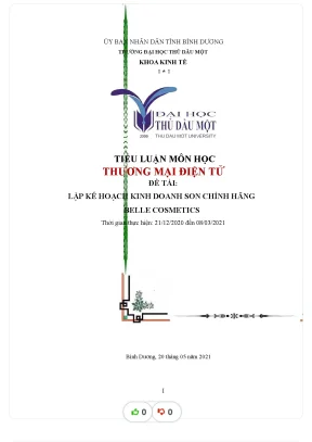 Tiểu luận môn học thương mại điện tử đề tài lập kế hoạch kinh doanh son chính hãng belle cosmetics