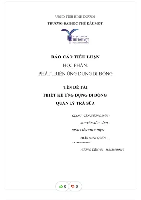 Tiểu luận tiểu luận học phần phát triền ứng dụng di động tên đề tài thiết kế ứng dụng di động quản lý trà sữa