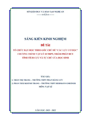 Skkn tổ chức dạy học theo góc chủ đề các lực cơ học chương trình vật lý 10 thpt nhằm phát huy tính tích cực và tự chủ của học sinh