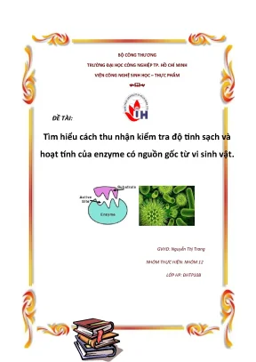 Tiểu luận tìm hiểu cách thu nhận kiểm tra độ tinh sạch và hoạt tính của enzyme có nguồn gốc từ vi sinh vật
