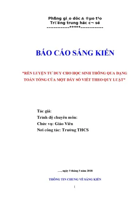 Skkn rèn luyện tư duy cho học sinh thông qua dạng toán tổng của một dãy số viết theo quy luật001