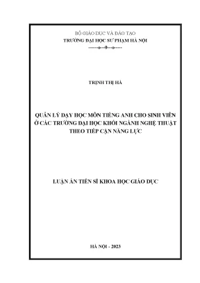 Quản lý dạy học môn tiếng anh cho sinh viên ở các trường đại học khối ngành nghệ thuật theo tiếp cận năng lực