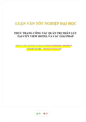 Thực trạng công tác quản trị nhân lực tại city view hotel và các giải pháp