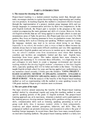 Skkn using project based learning method in speaking lessons english 12 to enhance students speaking skill at ethnic boarding high school