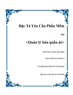 Đặc tả yêu cầu phần mềm cho quản lý bán quần áo