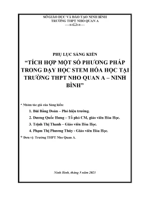 Skkn tích hợp một số phương pháp trong dạy học stem hóa học tại trường thpt nho quan a ninh bình