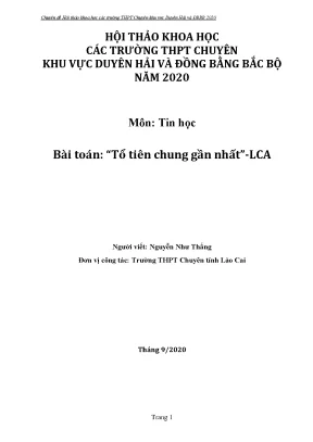 Skkn chuyên đề bài toán tổ tiên chung gần nhất lca