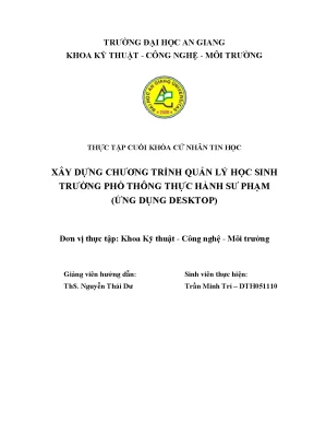 Xây dựng chương trình quản lý học sinh trường phổ thông thực hành sư phạm ứng dụng desktop
