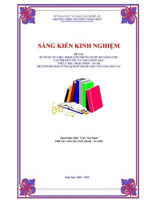 Skkn sử dụng tư liệu phim ảnh những nước đã xâm lược cai trị dân tộc ta vào giảng dạy tiết 1 bài 1sgk gdqp an 10 để giúp hs nắm vững lịch sử đánh giặc