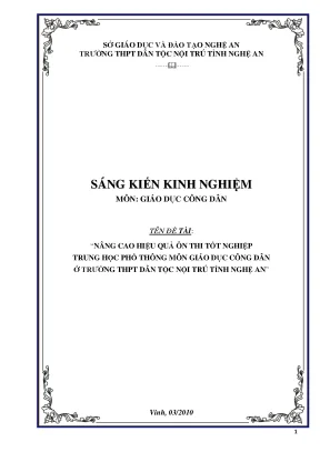 Skkn nâng cao hiệu quả ôn thi tốt nghiệp trung học phổ thông môn giáo dục công dân ở trường thpt dân tộc nội trú nghệ an