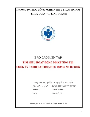 Tiểu luận báo cáo kiến tập tìm hiểu hoạt động maketing tại công ty tnhh kỹ thuật tự động an dương