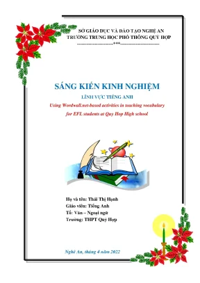 Skkn using wordwall net based activities in teaching vocabulary for efl students at quy hop high school