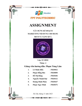 Assignment xây dựng kế hoạch marketing nội dung cho blog dịch vụ tặng quà