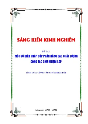 Skkn một số biện pháp góp phần nâng cao chất lượng công tác chủ nhiệm lớp