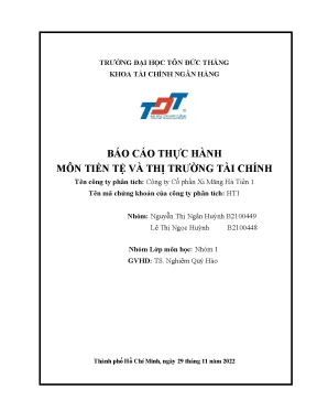 Báo cáo thực hành môn tiền tệ và thị trường tài chính tên công ty phân tích công ty cổ phần xi măng hà tiên 1 ht1
