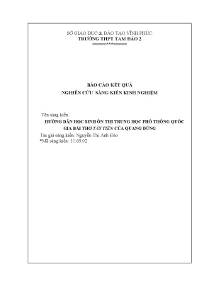 Skkn hướng dẫn học sinh ôn thi trung học phổ thông quốc gia bài thơ tây tiến của quang dũng