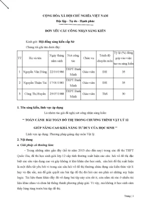 Skkn toàn cảnh bài toán đồ thị trong chương trình vật lý 12 giúp nâng cao khả năng tư duy của học sinh