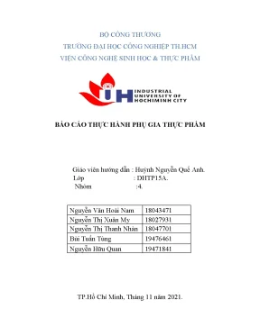Tiểu luận báo cáo thực hành phụ gia thực phẩm bài 1 phụ gia chống oxy hóa