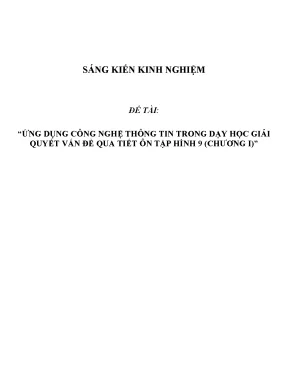 Skkn ứng dụng cntt trong dạy học giải quyết vấn đề qua tiết ôn tập hình học 9 chương 1