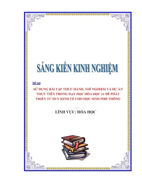 Skkn sử dụng bài tập thực hành thí nghiệm và dự án thực tiễn trong dạy học hóa học 11 để phát triển tư duy kinh tế cho học sinh phổ thông