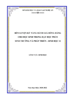 Skkn rèn luyện kỹ năng đánh giá đồng đẳng cho học sinh trong dạy học phần sinh trƣởng và phát triển sinh học 11