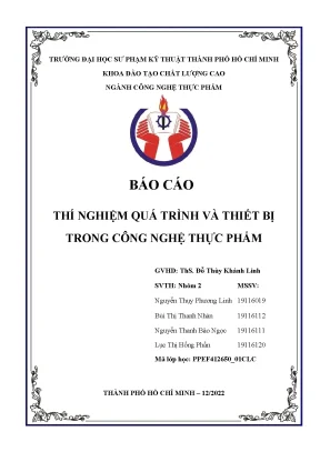 Tiểu luận báo cáo thí nghiệm quá trình và thiết bị trong công nghệ thực phẩm bài thực hành số 1 thí nghiệm sấy vật liệu ẩm