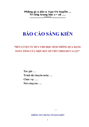 Skkn rèn luyện tư duy cho học sinh thông qua dạng toán tổng của một dãy số viết theo quy luật