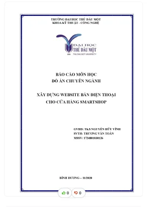Báo cáo môn học đồ án chuyên ngành xây dựng website bán điện thoại cho cửa hàng smartshop