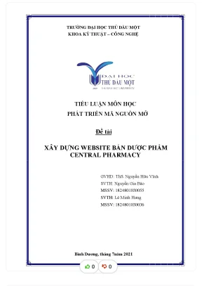 Tiểu luận môn học phát triển mã nguồn mở đề tài xây dựng website bán dược phẩm central pharmacy
