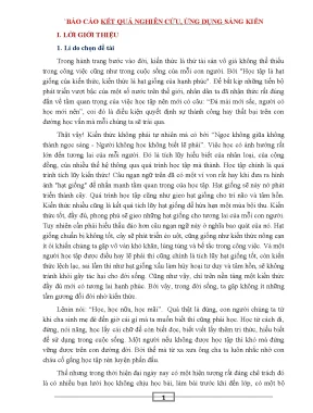 Skkn báo cáo kết quả nghiên cứu ứng dụng sáng kiến hiện tượng lười phát biểu xây dựng bài của học sinh thpt thực trạng và giải pháp bài 1